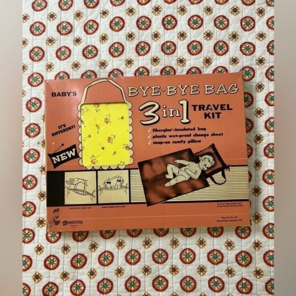 NIB Vintage 1955 Baby Diaper Bag Change Sheet & Pillow Yellow Floral RARE - Picture 6 of 6